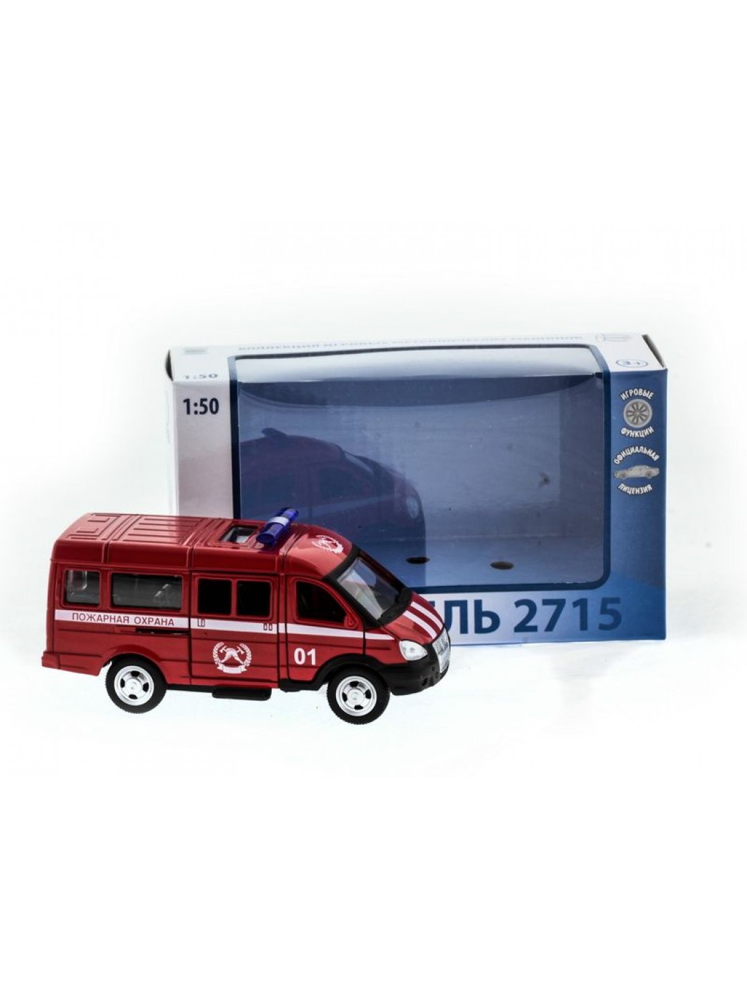 Машина "АВТОПАНОРАМА" инерц. "ГАЗель"(пожарная) 1/50, в/к 14,5*8*5,5 см