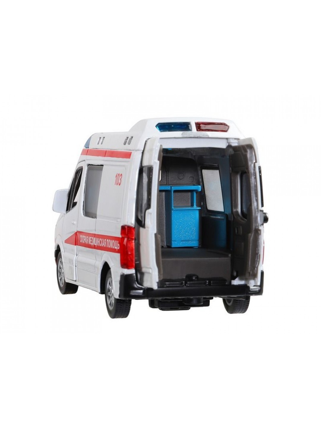 Машина "АВТОПАНОРАМА" Mercedes Sprinter "Скорая помощь", белый, 1/32, в/к 18*9*13,5 см