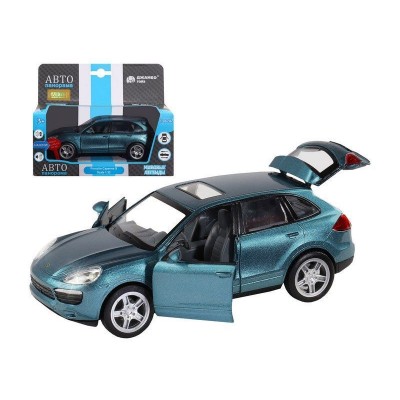 Машина "АВТОПАНОРАМА" Porsche Cayenne S, голубой, 1/32, свет, звук, инерция, в/к 17,5*13,5*9 см