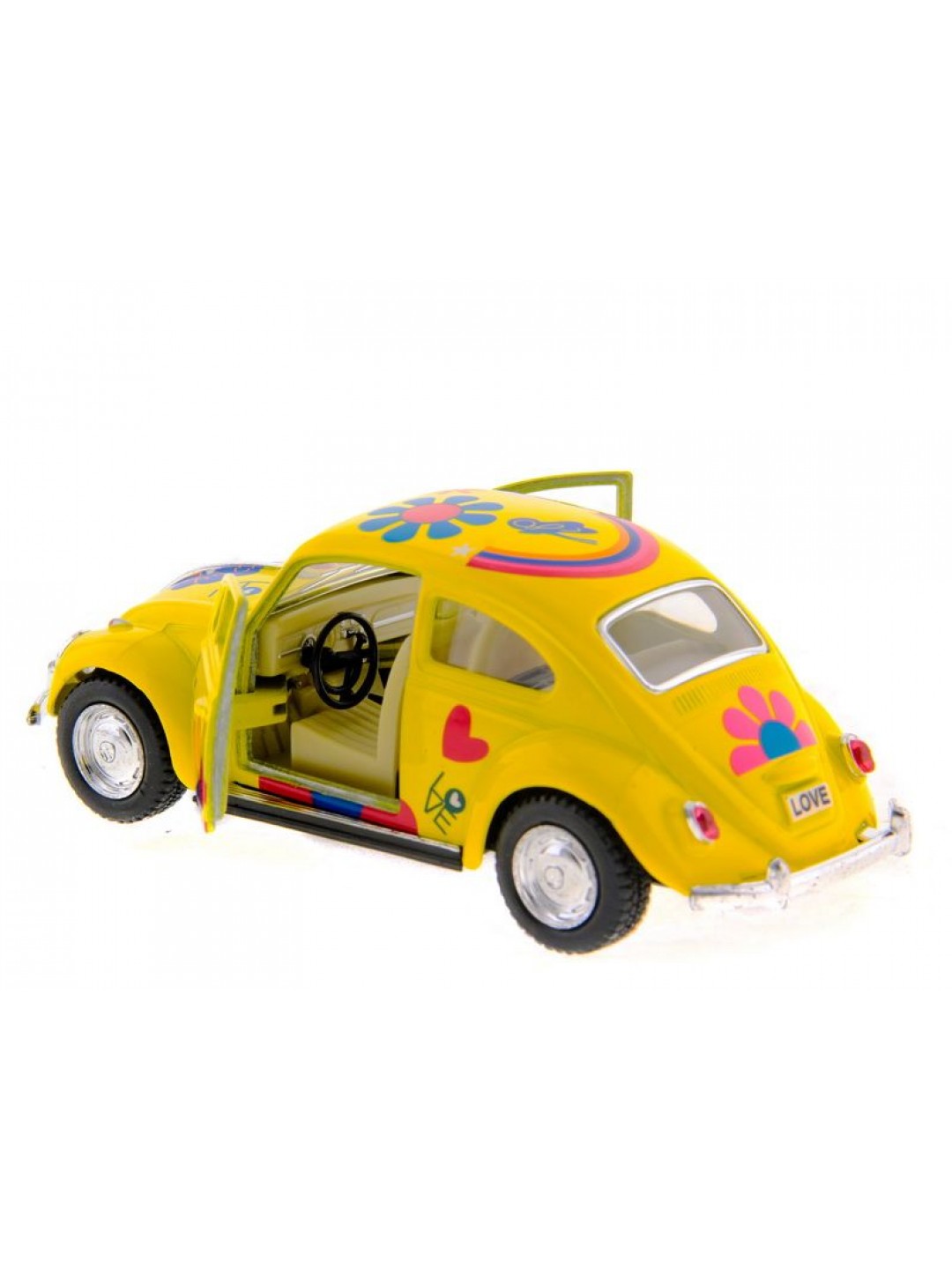 Машина Kinsmart 1967 Volkswagen Classical Beetle with printing инерция (1/12шт.) 1:32 б/к