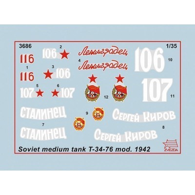 Сборная модель ZVEZDA Советский средний танк Т-34/76 обр. 1942 г., 1/35