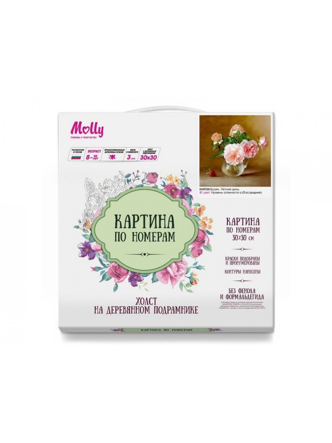 Картина по номерам 30х30 Бузин. Летний день (21 цвет)