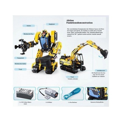 Радиоуправляемый конструктор CADA 2 в 1 экскаватор ROCK MAN (930 деталей)