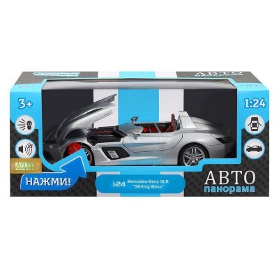 Машина "АВТОПАНОРАМА" Mercedes-Benz SLR McLaren Stirling Moss, 1/24, в/к 24,5*12,5*10,5 см