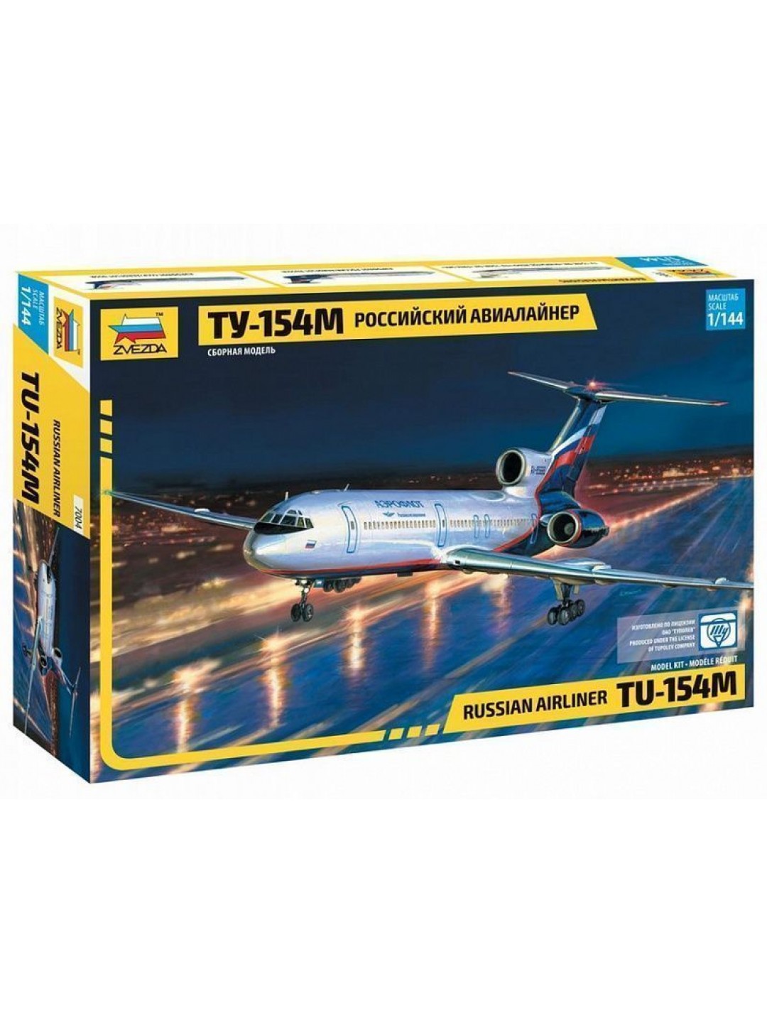 Сборная модель ZVEZDA Российский авиалайнер ТУ-154М, 1/144