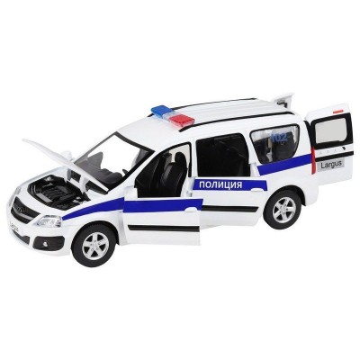 Машина "АВТОПАНОРАМА" LADA LARGUS "Полиция", 1/24, свет, звук, инерция, в/к 24,5*12,5*10,5 см