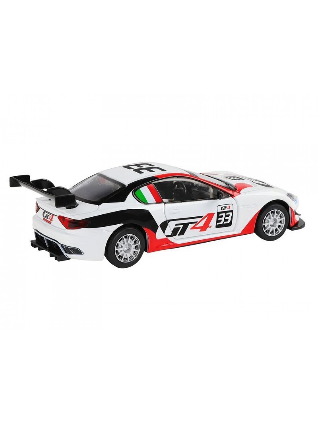 Машина "АВТОПАНОРАМА" Maserati Gran Turismo MC GT4, белый, 1/32, свет, звук, в/к 17,5*13,5*9 см