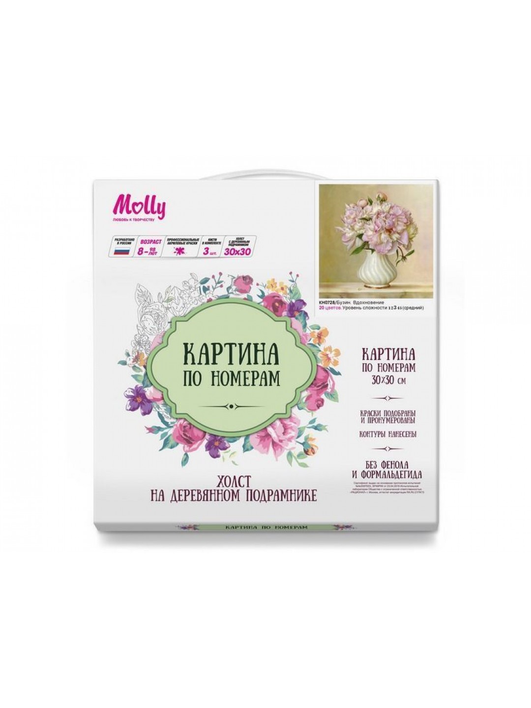 Картина по номерам 30х30 Бузин. Вдохновение (20 цветов)