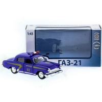 Машина "АВТОПАНОРАМА" инерц. ГАЗ-21 (милиция) 1/43, в/к 14*7*5,5 см