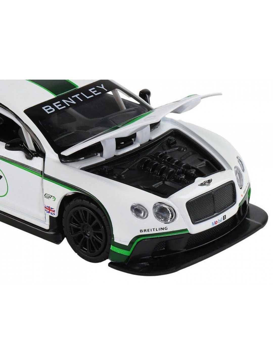 Машина "АВТОПАНОРАМА" Bentley Continental GT3, белый, 1/32, свет, звук, инерция, в/к 17,5*13,5*9 см