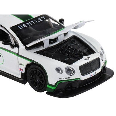 Машина "АВТОПАНОРАМА" Bentley Continental GT3, белый, 1/32, свет, звук, инерция, в/к 17,5*13,5*9 см