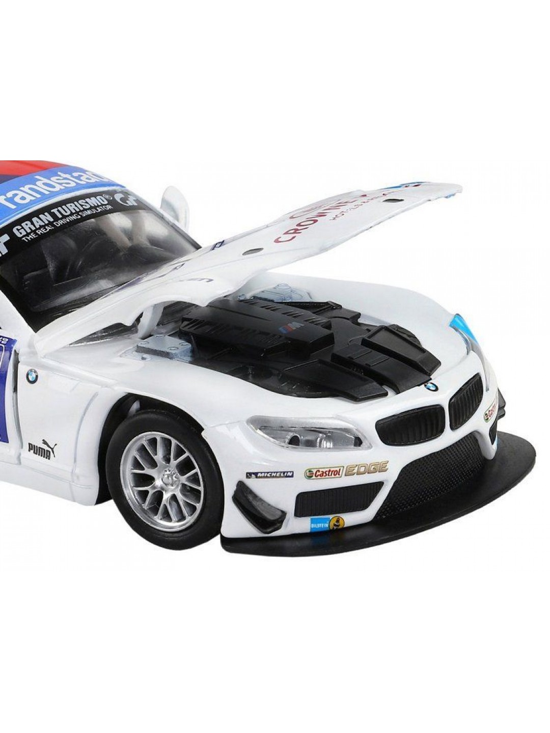 Машина "АВТОПАНОРАМА" BMW Z4 GT3, белый, 1/32, свет, звук, инерция, в/к 17,5*13,5*9 см
