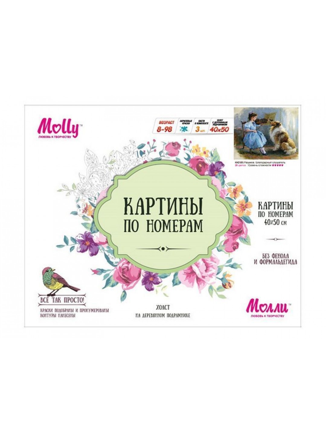Картина по номерам 40х50 БЛАГОДАРНЫЙ СЛУШАТЕЛЬ (28 цветов)
