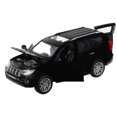 Машина "АВТОПАНОРАМА" Land Cruiser Prado, черный, 1/32, свет, звук, инерция, в/к 17,5*13,5*9 см