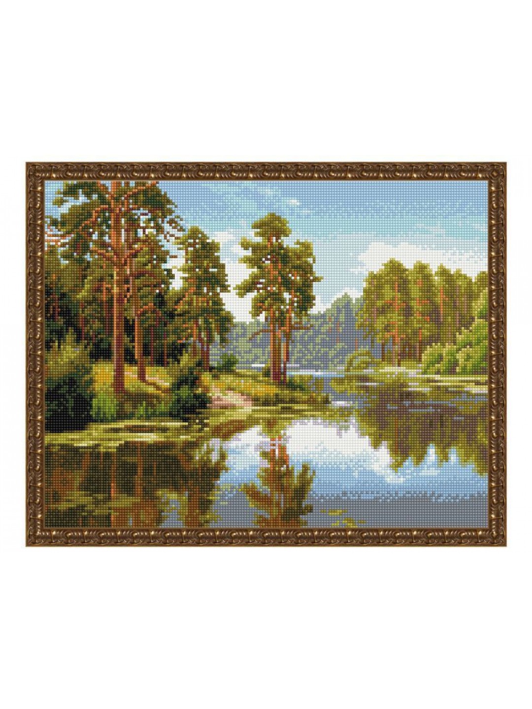Картина мозаикой с нанесенной рамкой 40х50 И.ПРИЩЕПА. СОСНЫ У ВОДЫ (29 цветов)