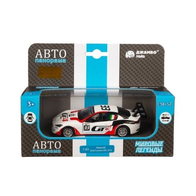 Машина "АВТОПАНОРАМА" Maserati Gran Turismo MC GT4, белый, 1/43, откр. двери, в/к 17,5*12,5*6,5 см