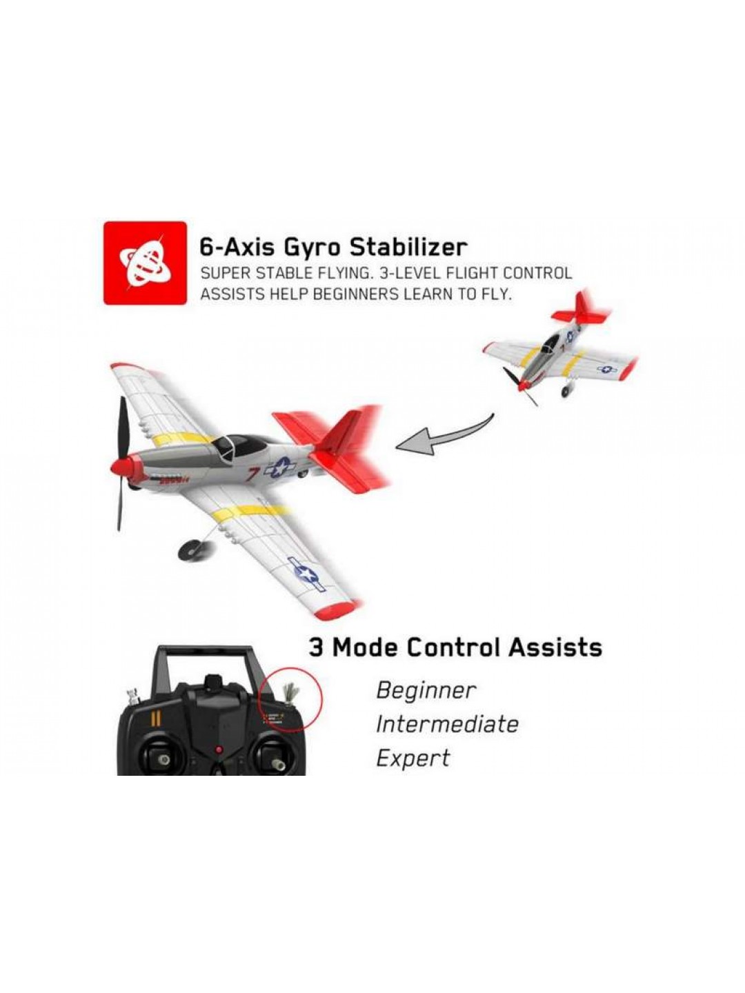 Радиоуправляемый самолет Volantex RC P51D 400мм 2.4G 4ch LiPo RTF with Gyro