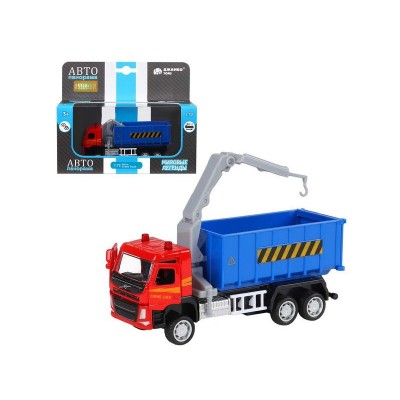 Машина "АВТОПАНОРАМА" VOLVO FM "Мусоровоз", синий, 1/72, инерция, в/к 17,5*13*6,5 см