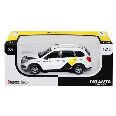 Машина "АВТОПАНОРАМА" Яндекс.Такси LADA GRANTA CROSS, белый, 1/24, свет, звук, в/к 24,5*12,5*10,5см