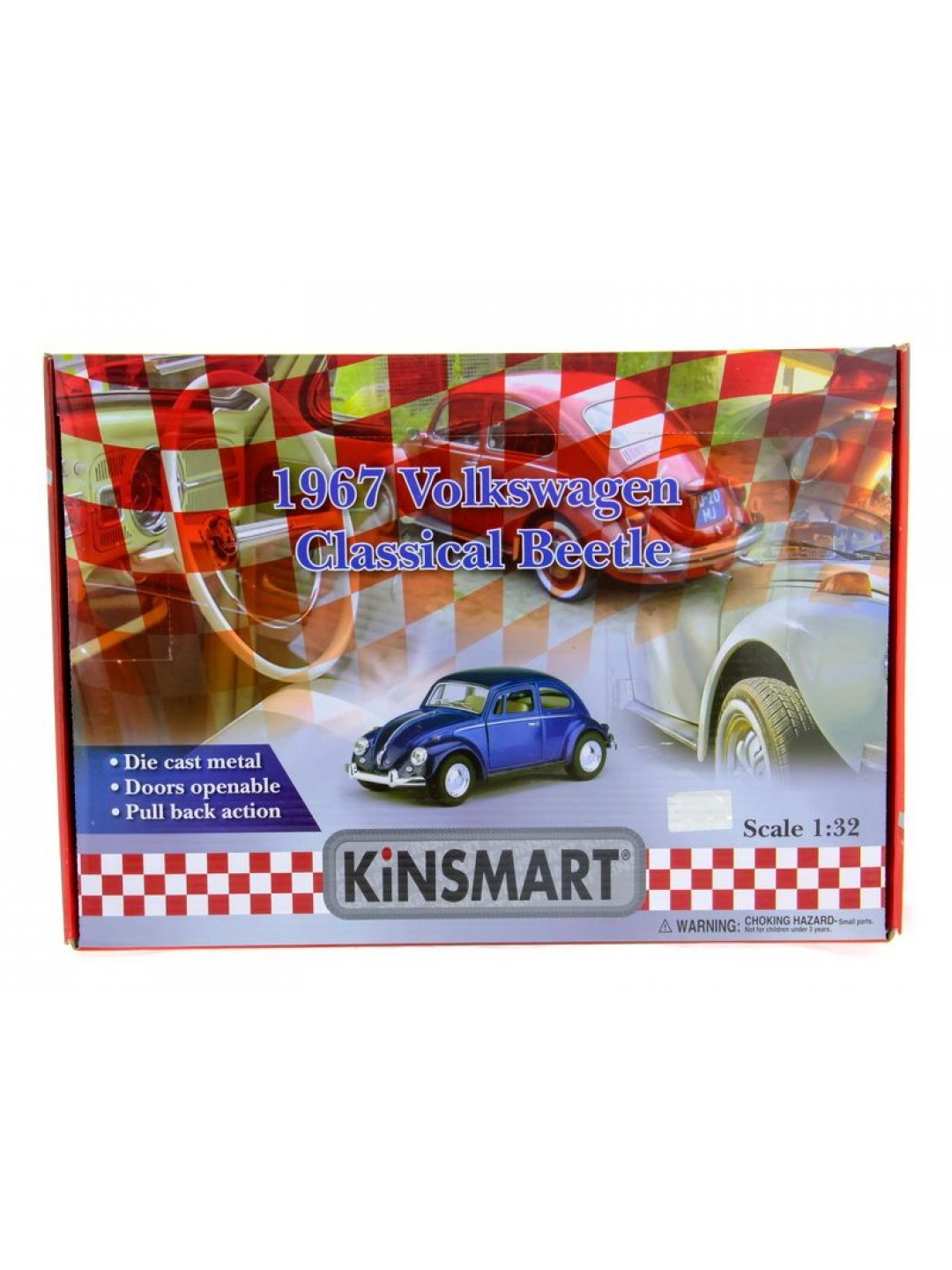 Машина Kinsmart 1967 Volkswagen Classical Beetle with printing инерция (1/12шт.) 1:32 б/к