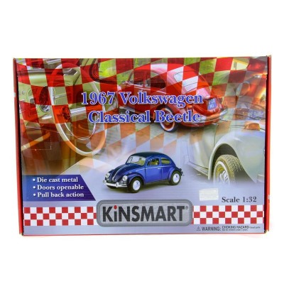 Машина Kinsmart 1967 Volkswagen Classical Beetle with printing инерция (1/12шт.) 1:32 б/к
