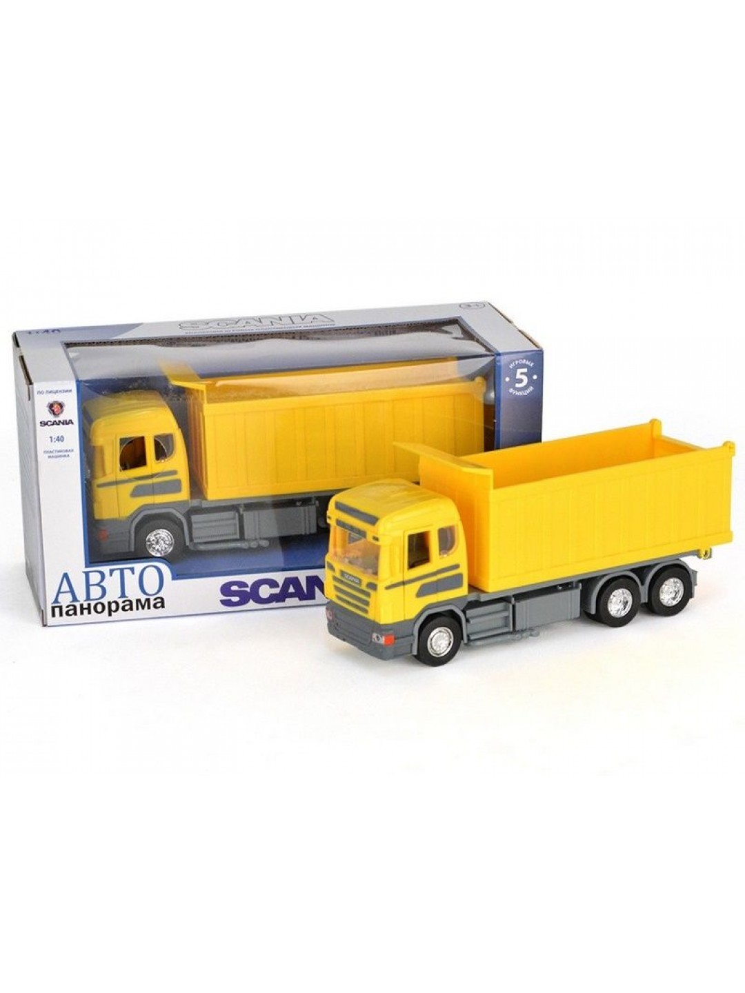 Машина "АВТОПАНОРАМА" SCANIA (самосвал) 1/40 инерц., в/к 28*14*12