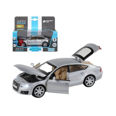 Машина "АВТОПАНОРАМА" Audi A7, серебряный, 1/32, свет, звук, инерция, в/к 17,5*13,5*9 см