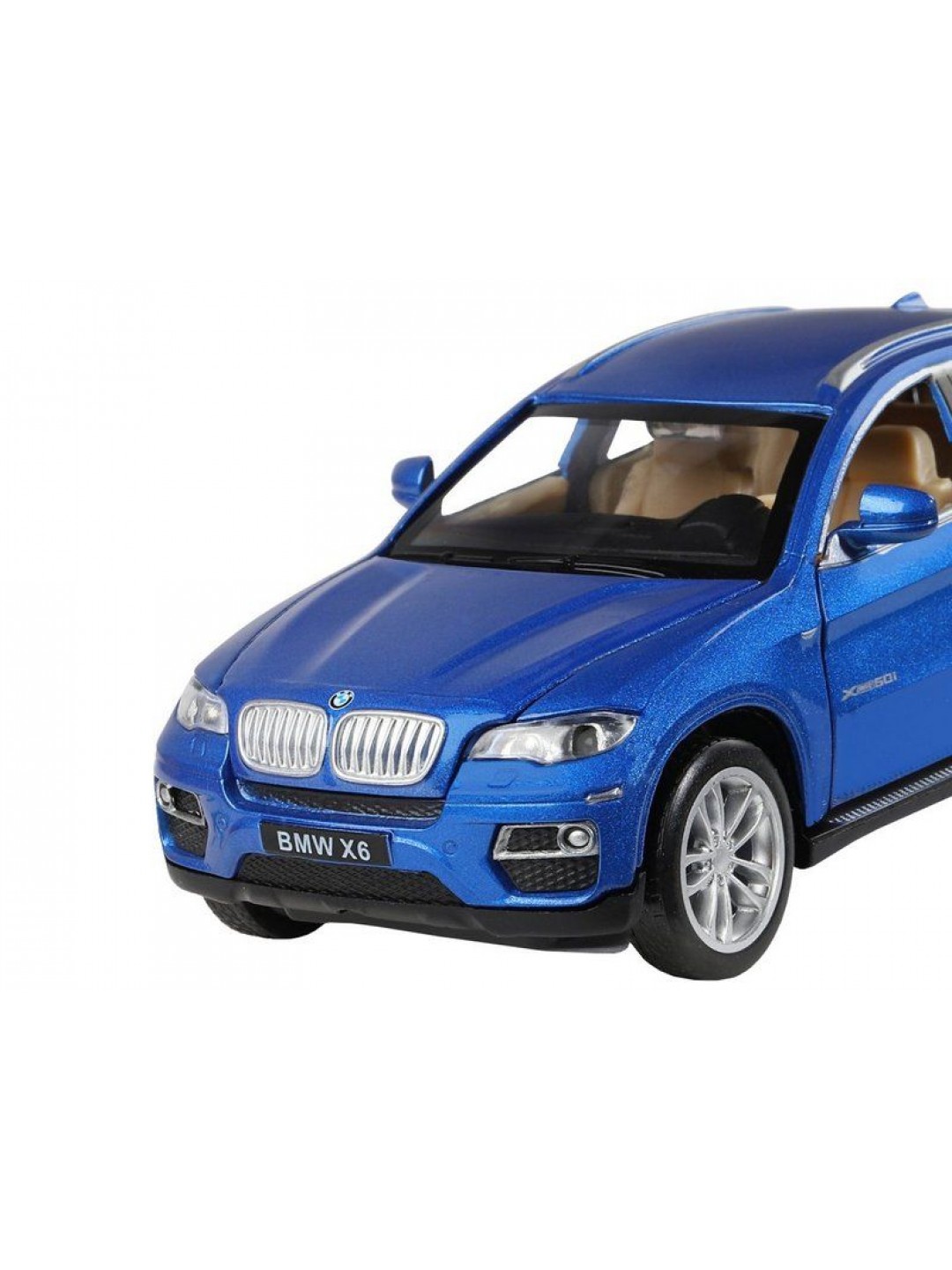 Машина "АВТОПАНОРАМА" BMW X6, синий, 1/32, свет, звук, инерция, в/к 17,5*13,5*9 см