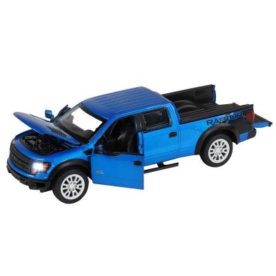 Машина "АВТОПАНОРАМА" Ford F-150 SVT Raptor, синий, 1/34, свет, звук, инерция, в/к 20*10*11 см