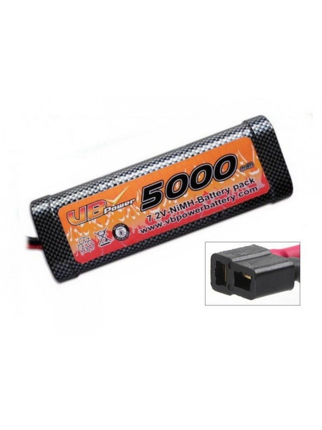 Аккумулятор Ni-Mh VBPower 5000mAh, 7,2V T-plug