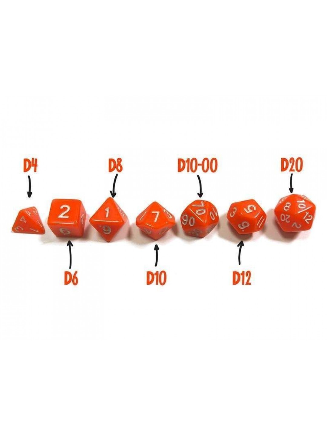 Набор ZVEZDA из 7 оранжевых игровых кубиков для ролевых игр, 7 шт