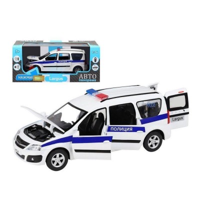 Машина "АВТОПАНОРАМА" LADA LARGUS "Полиция", 1/24, свет, звук, инерция, в/к 24,5*12,5*10,5 см