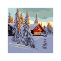Картина по номерам 30х30 ДОМИК В ЗИМНЕМ ЛЕСУ (18 цветов) Картина по номерам 30х30 ДОМИК В ЗИМНЕМ ЛЕСУ (18 цветов)