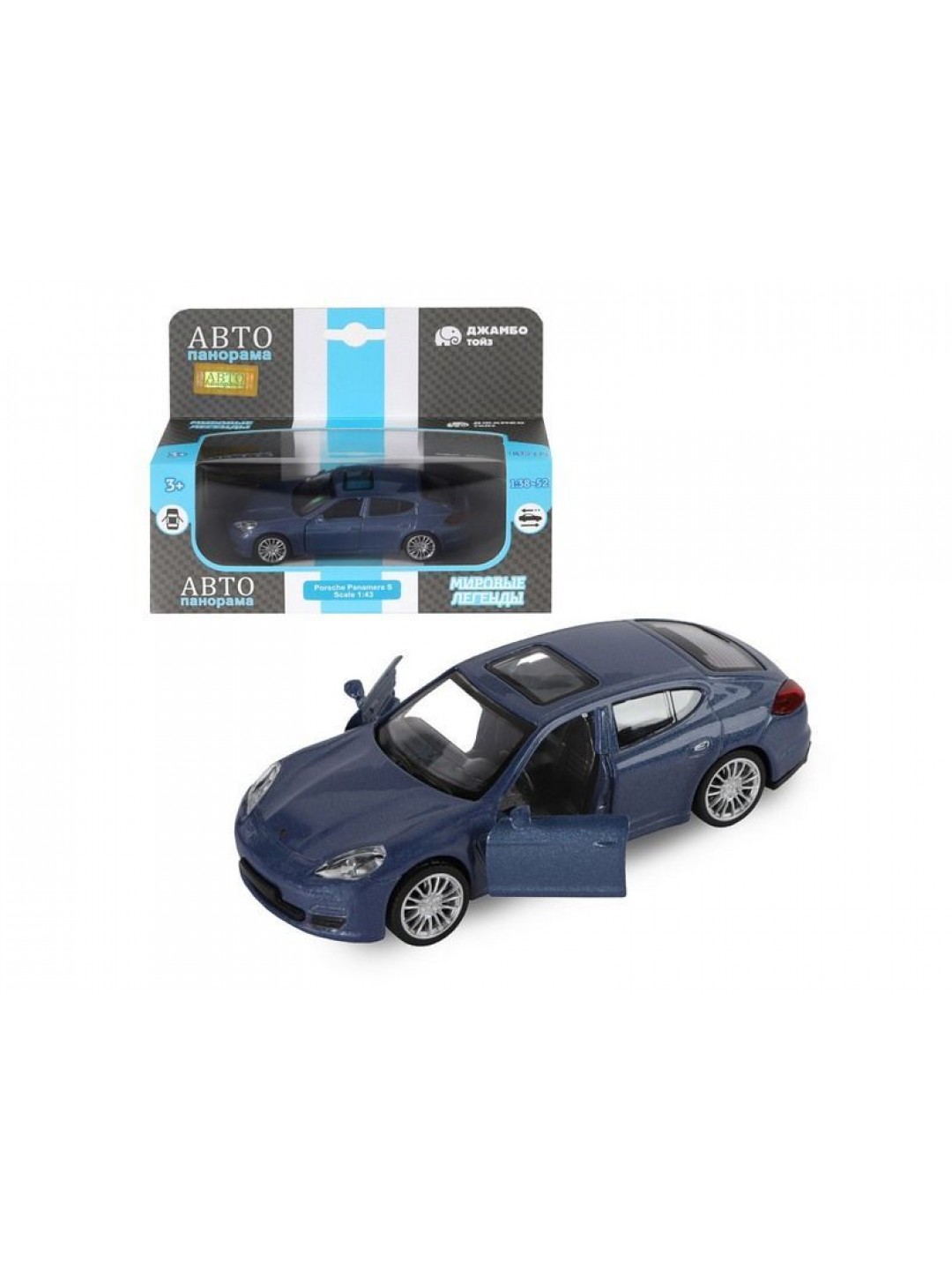 Машина "АВТОПАНОРАМА" Porsche Panamera S, синий, 1/43, инерция, в/к 17,5*12,5*6,5 см