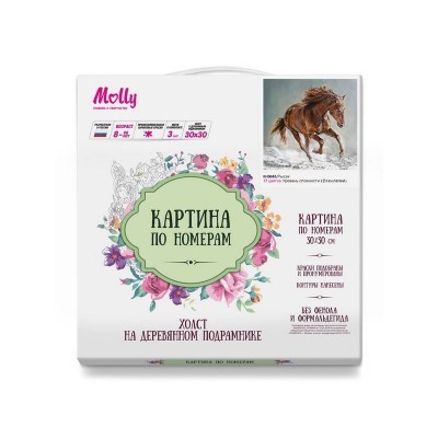 Картина по номерам 30х30 Рысак (17 цветов)