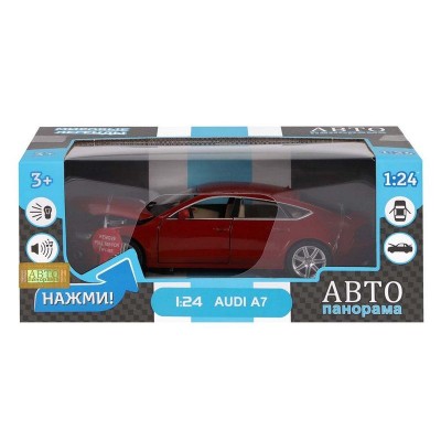 Машина "АВТОПАНОРАМА" Audi A7, красный, 1/24, свет, звук, в/к 24,5*12,5*10,5 см