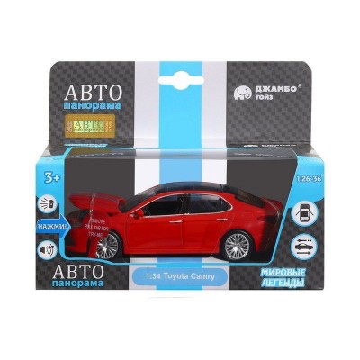 Машина "АВТОПАНОРАМА" Toyota Camry, красный, 1/32, свет, звук, инерция, в/к 17,5*13,5*9 см