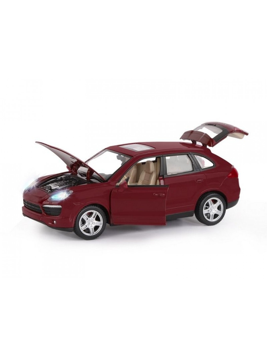 Машина "АВТОПАНОРАМА" Porsche Cayenne S, бордовый, 1/24, в/к 24,5*12,5*10,5 см