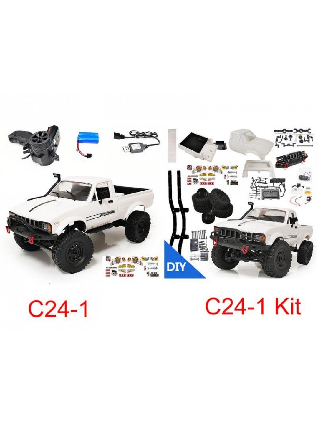 Радиоуправляемая машина WPL пикап Hilux (белый) 4WD 2.4G 1/16 KIT