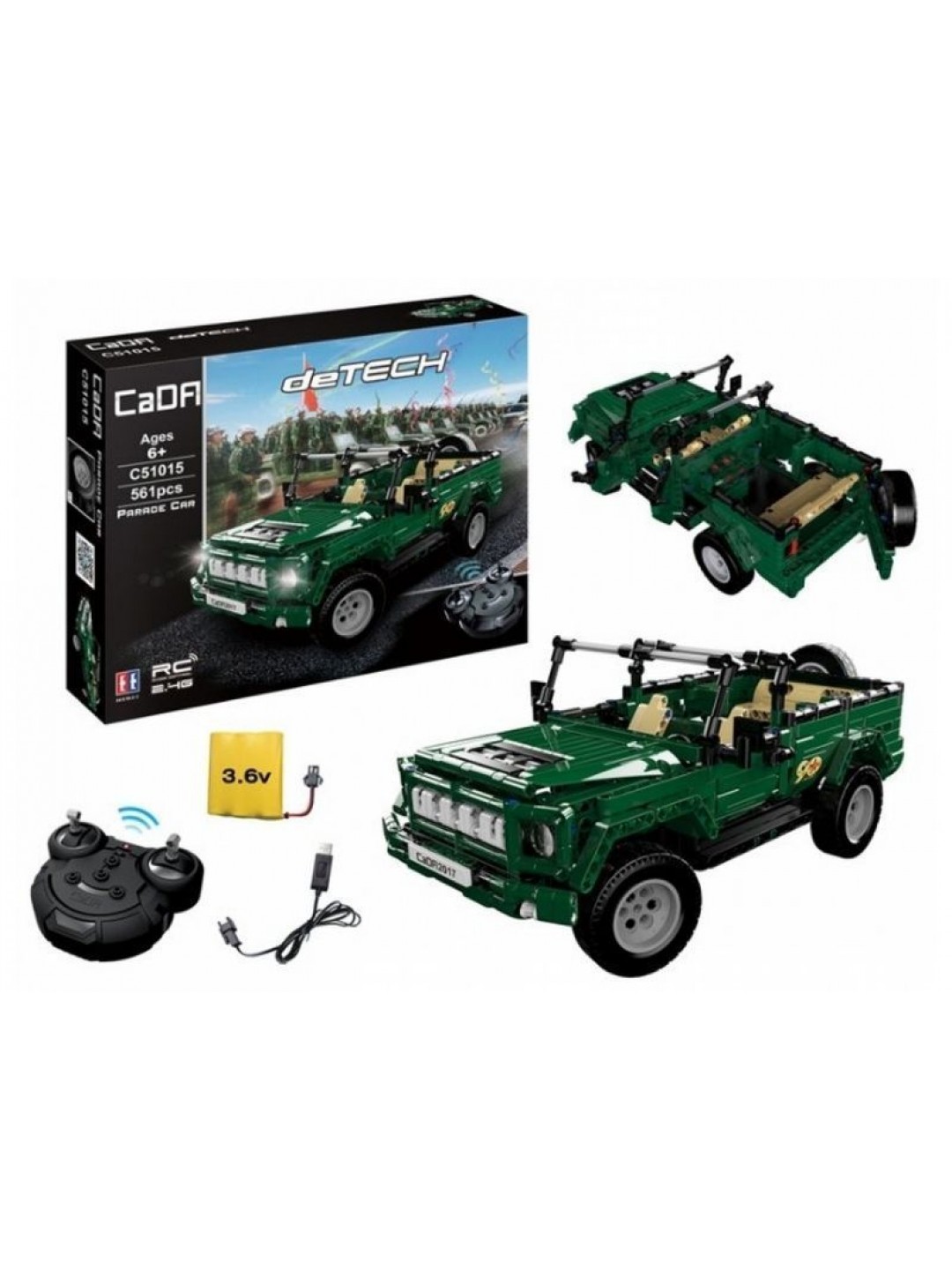 Р/У конструктор CaDA Technic Военный джип (561 деталь)