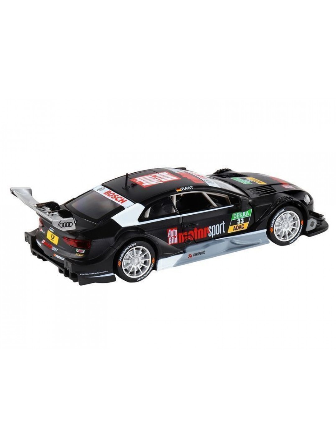 Машина "АВТОПАНОРАМА" Audi RS 5 DTM, черный матовый, 1/32, свет, звук, инерция, в/к 17,5*13,5*9 см