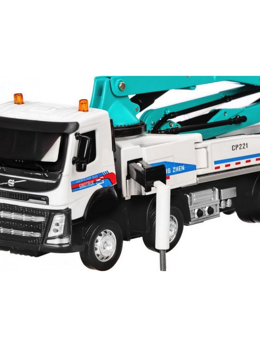 Машина "АВТОПАНОРАМА" Volvo бетононасос, белый, 1/50, свет, звук, в/к 28*14*10 см