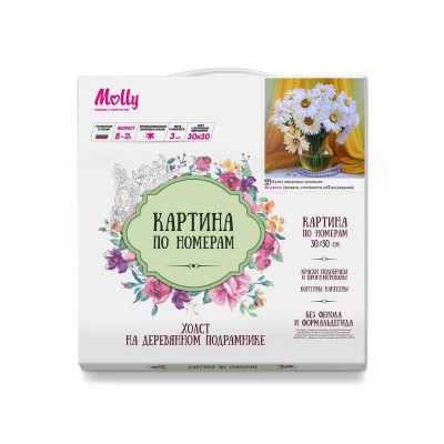 Картина по номерам 30х30 БУКЕТ МАХРОВЫХ РОМАШЕК (24 цвета)