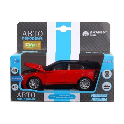 Машина "АВТОПАНОРАМА" Range Rover Velar, красный, 1/32, свет, звук, инерция, в/к 17,5*12,5*6,5
