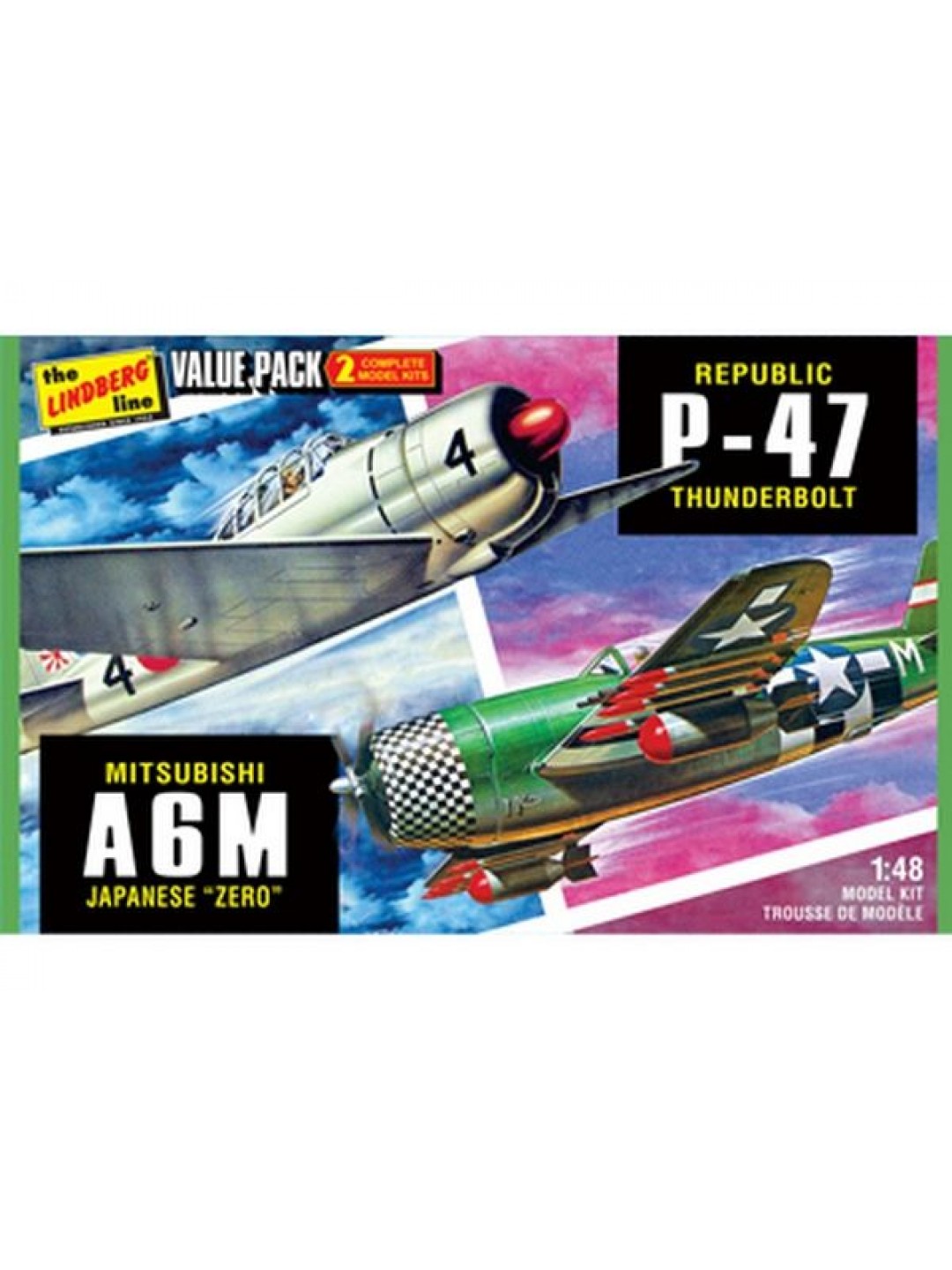 Склеиваемая модель Hawk Lindberg 1/48 2 pack WWII Adversaries (P-47 Thunderbolt &