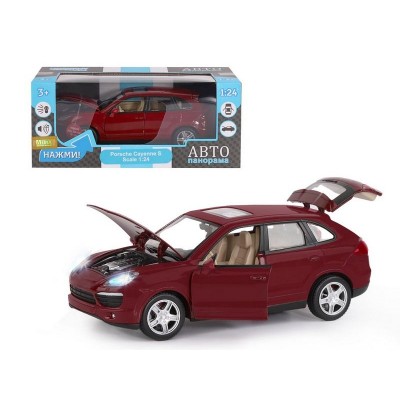 Машина "АВТОПАНОРАМА" Porsche Cayenne S, бордовый, 1/24, в/к 24,5*12,5*10,5 см