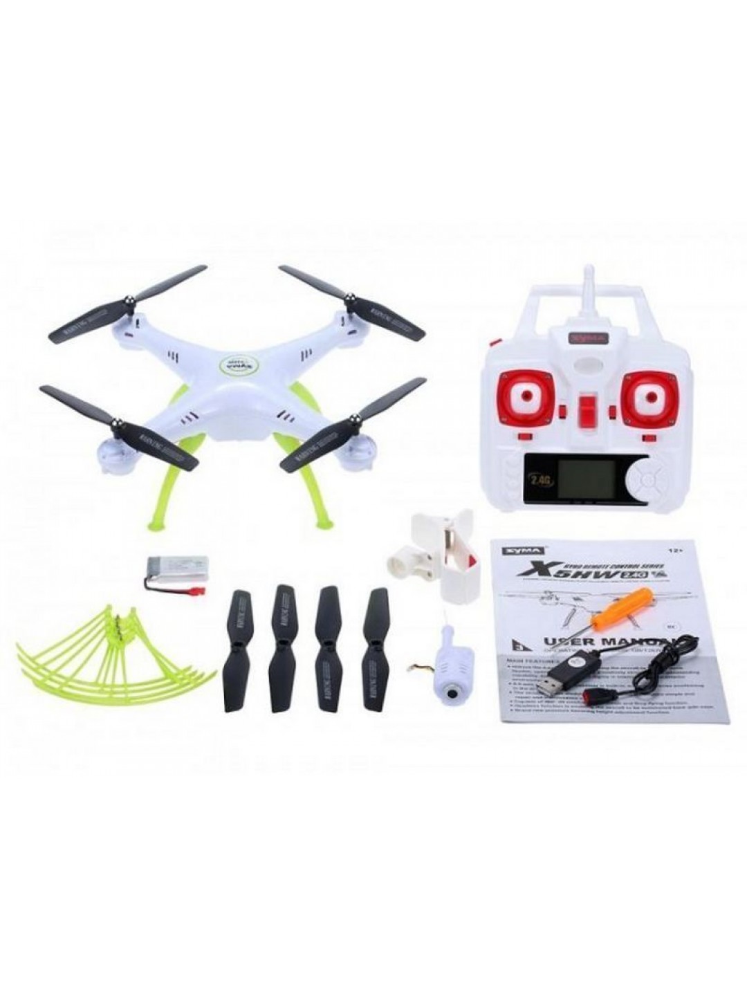 Р/У квадрокоптер Syma X5HW (белый) с FPV трансляцией Wi-Fi, барометр 2.4G RTF