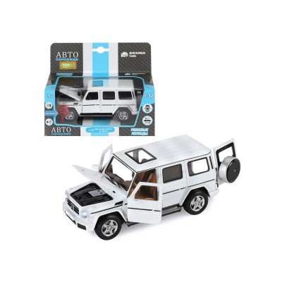 Машина "АВТОПАНОРАМА" Mercedes-Benz G350d, белый, 1/32, свет, звук, инерция, в/к 18*9*13,5 см