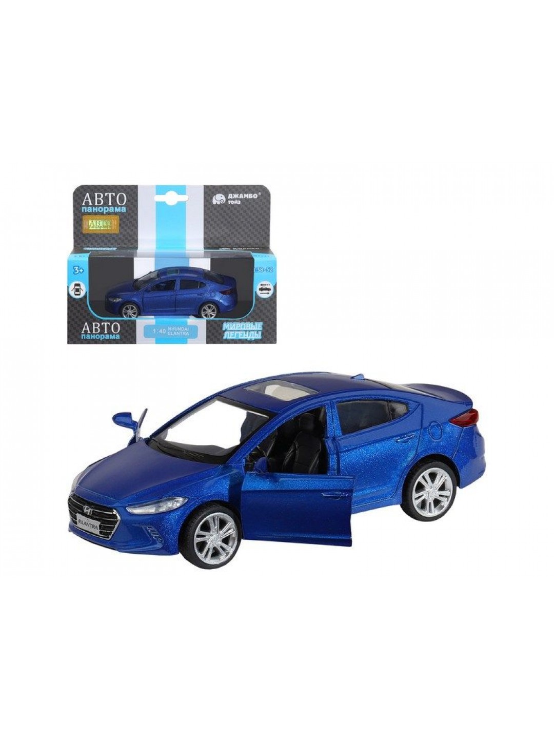 Машина "АВТОПАНОРАМА" HYUNDAI ELANTRA, синий, 1/40, инерция, в/к 17,5*12,5*6,5 см