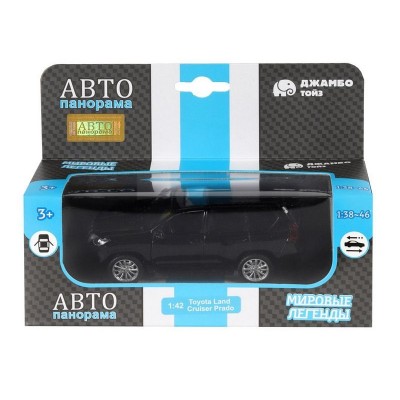 Машина "АВТОПАНОРАМА" Land Cruiser Prado, черный, 1/42, инерция, в/к 17,5*12,5*6,5 см